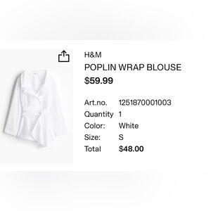 H&M Elegant White Wrap Blouse